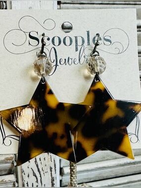 Gypsy Junk Tortoise Star Crystal Dangle Earrings